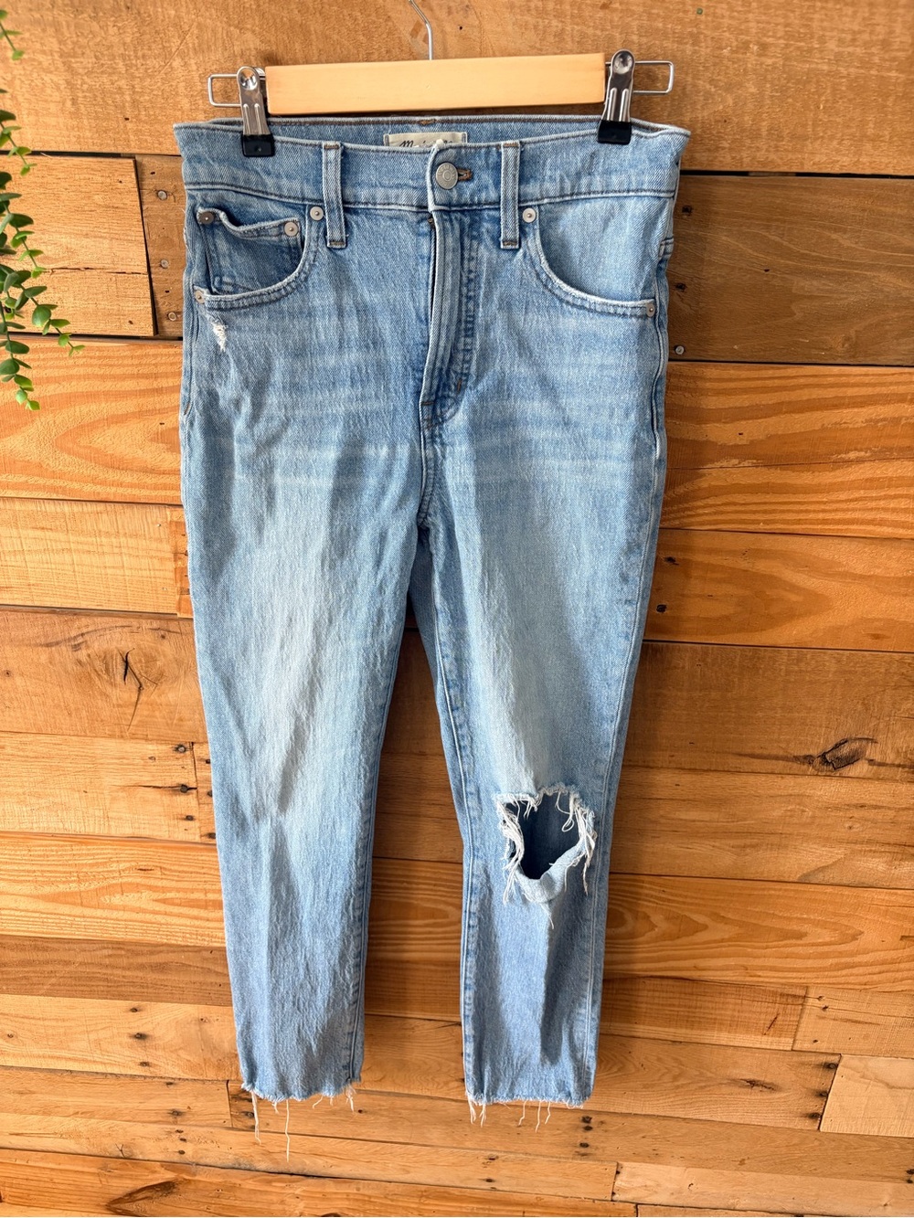 Madewell Light Blue Cropped Distressed Jeans size 25